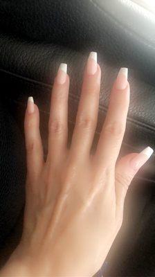 Loving my pink & white gel (french) by Dino