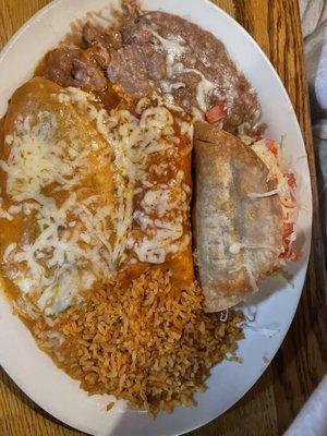 Combination plate chile relleno enchilada and C8. Hardshell Taco & Chile Relleno Combination Plate