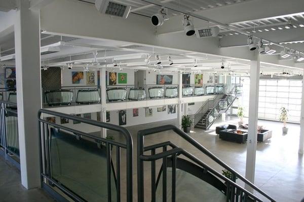 View of the gallery from the wrap-around mezzanine.