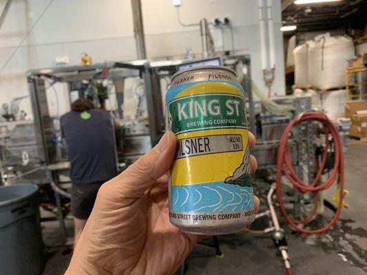 A fine King Street Pilsner, straight off the line.