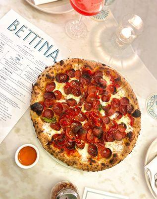 This pizza from Bettina was outstanding! Cooked to perfection!