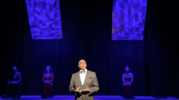 Dr. Jason Oby in a performance of the Grace Cabaret Experience, presented by Exalted Arts.