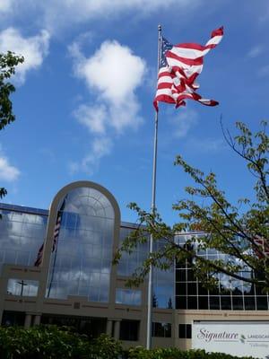 Beautiful exterior...and such an impressive flag! This flag must be about 30 feet long!