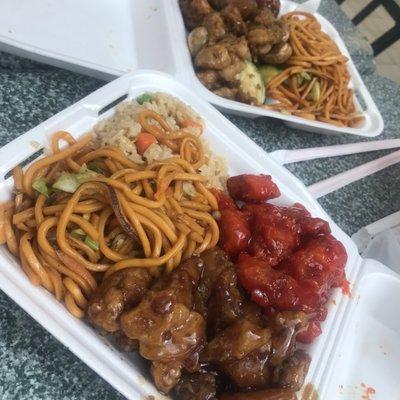 Orange chicken and sweet n sour chicken, always great