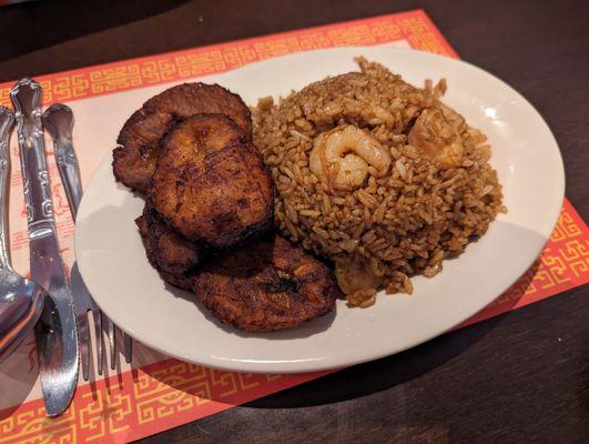 Shrimp Fried Rice and Plaintains