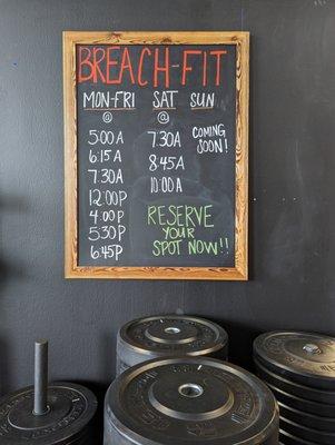 Breach Fit Schedule. Reserve your spot!