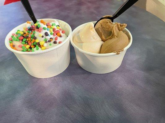 Vanilla and orange dream with nerds  Chocolate and orange dream.