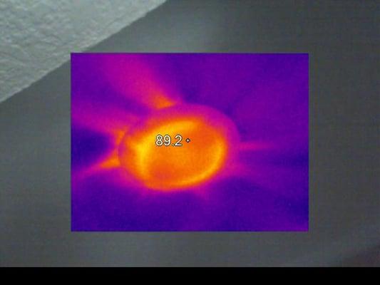 Infrared camera photo showing air leakage