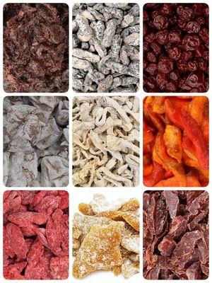 Crack Seed, Creamy Cherry, Crispy Cherry Seed, Dried Lemon Peel, Lemon Strips, Li Hing Guava, Olive Cake, Orange Strips, Peach Strips