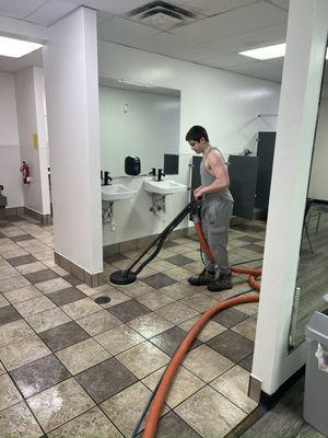 I forgot to mention our company is cleaning & restoration services, recently we professionally cleaned the restrooms hard surface floors