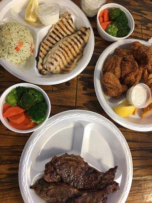 trout and catfish, korean ribs.