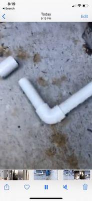 PVC pipes of AC drain which they cheated. It does not drain anything.