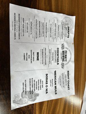 menu