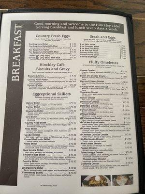 Breakfast menu 1