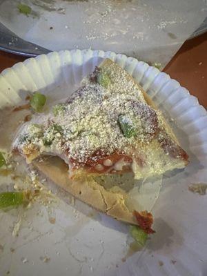 Slice of pizza. ILOVE pizza crust but this was horrible