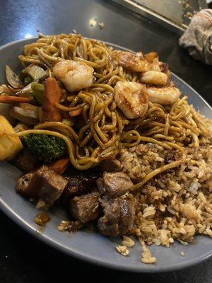 Steak and shrimp hibachi dinner