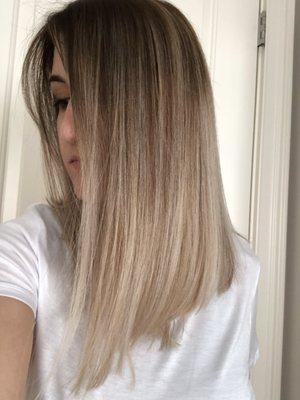 Beautiful ombre with a clean, long bob cut