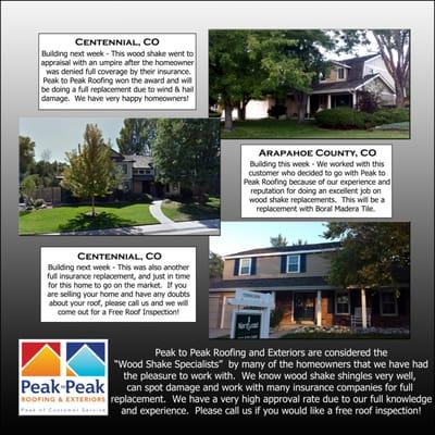 Peak to Peak Roofing & Exteriors is your Wood Shake Roof Replacement Specialists!