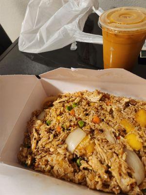 Mango Fried Rice and Thai iced tea.