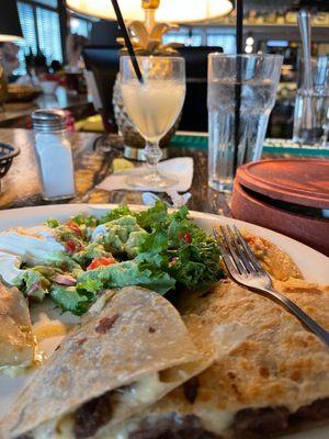 Beef fajita quesadillas and a top shelf margarita