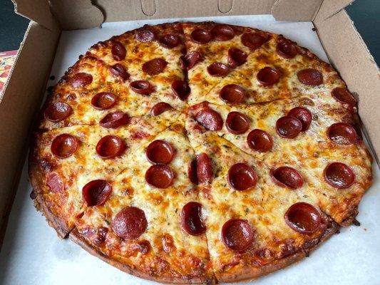 Birthday Lunch: cauliflower crust cheese and pepperoni pizza