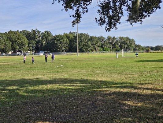 The soccer field is nice and open.  There were a few huge any piles to watch out for.