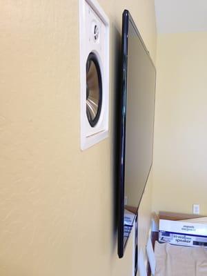 Side view of recess mount TV.