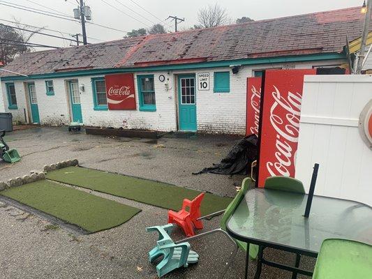 Motel and play area behind the restaurant