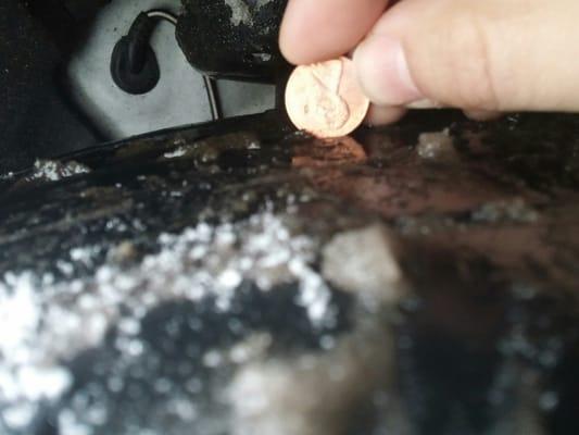 Penny test on tire tread