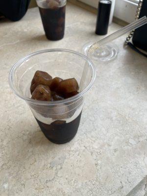 Iced coffee with coffee ice cubes