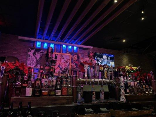 Live Music on a Stage Above a Bar