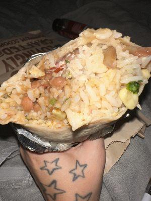 chicken less, chicken burrito