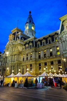 City Hall Background at Made in Philadelphia Holiday Market