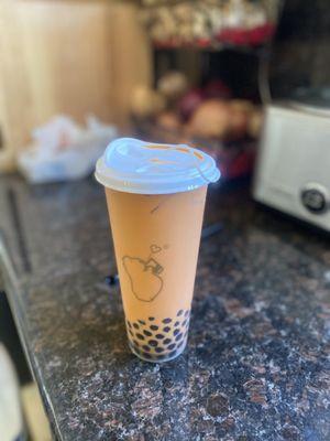 Thai milk tea, 25% sweet with boba