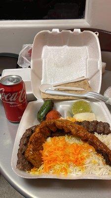 Kabob chicken and beef combo