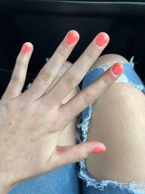 I got this color, Orange Smoothie in Shellac and it lasted a long time after that, up to like 3-4 weeks.