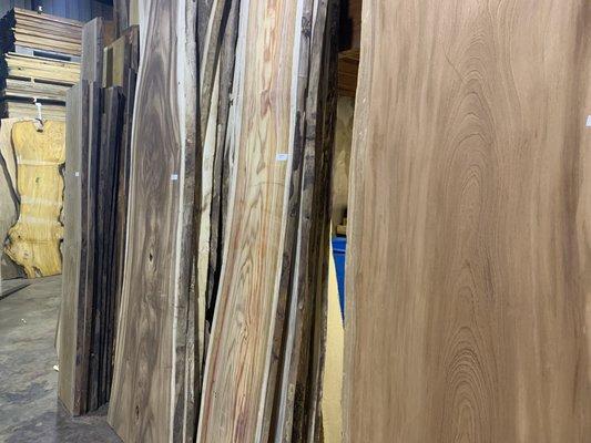 large sapele, canarywood, monkeypod, ipe slabs