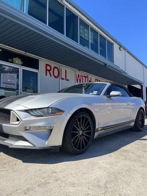 Mustang with new tires and wheels