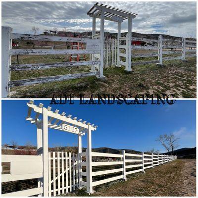 Wooden fence paint job .