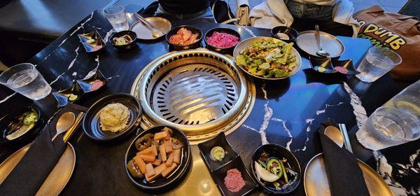 The table with all needed condiments