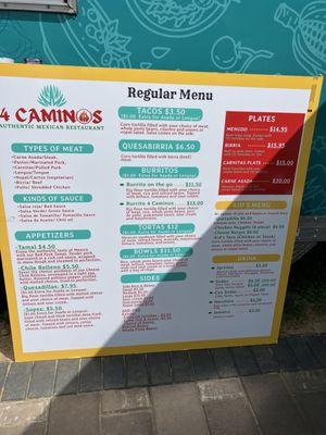 Food Truck menu board