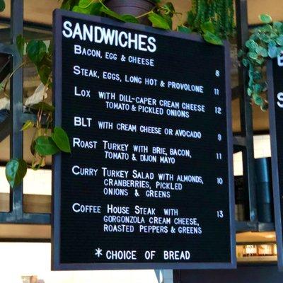 Sandwich Menu