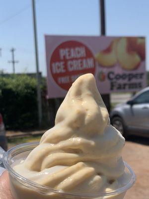 Peach and honey swirled soft serve. Eat it before it melts!