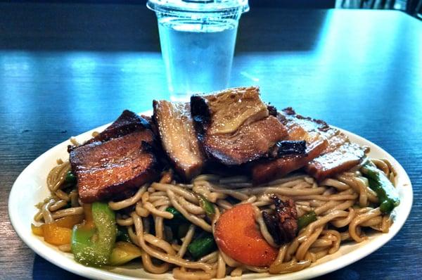 Pork Chow Mein ($7.70) & Pomelo-Infused Water