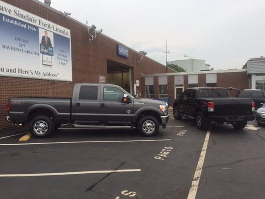 My old Toyota Tundra to the right, and my NEW F350 on the left!! Awesome buying experience!!! Thanks Sinclair Ford for an A+ experience!!