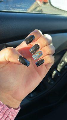 Full set w/ black gel & holographic powder - $56