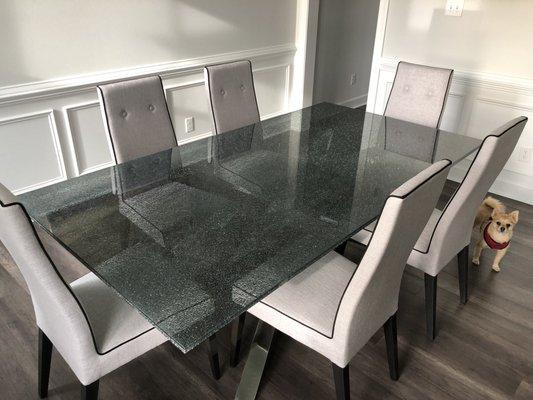 Shattered glass dining table