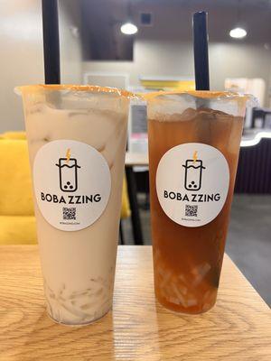 Grapefruit Honey Black Tea w/Lychee & Jasmine Milk Green Tea w/Lychee