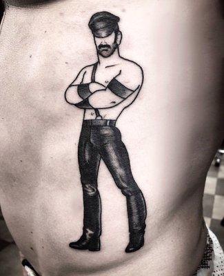 Leather daddy tattoo by Alisha Rice