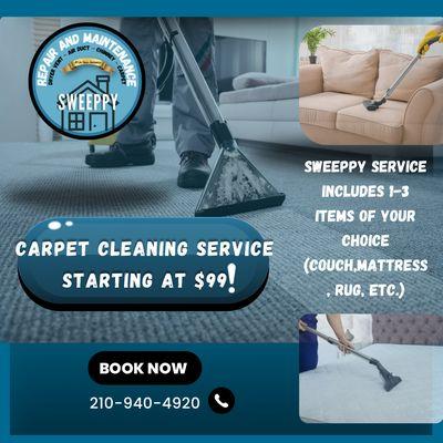 Sweeppy Carpet Cleaning $99